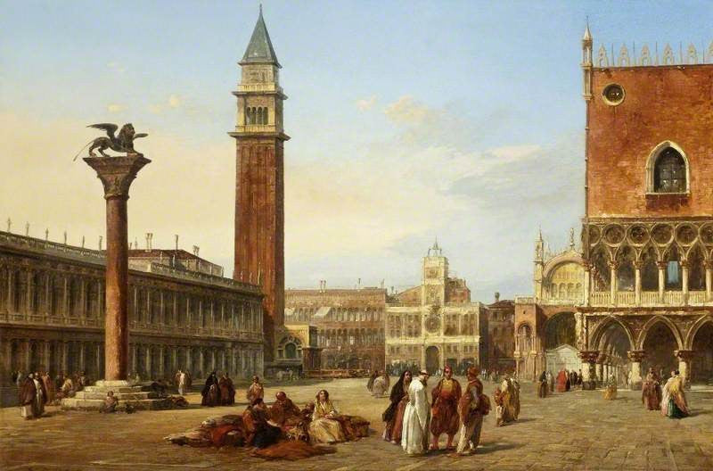 Piazza San Marco, Venice, Italy, vintage artwork by Edward Pritchett, A3 (16x12") Poster Print