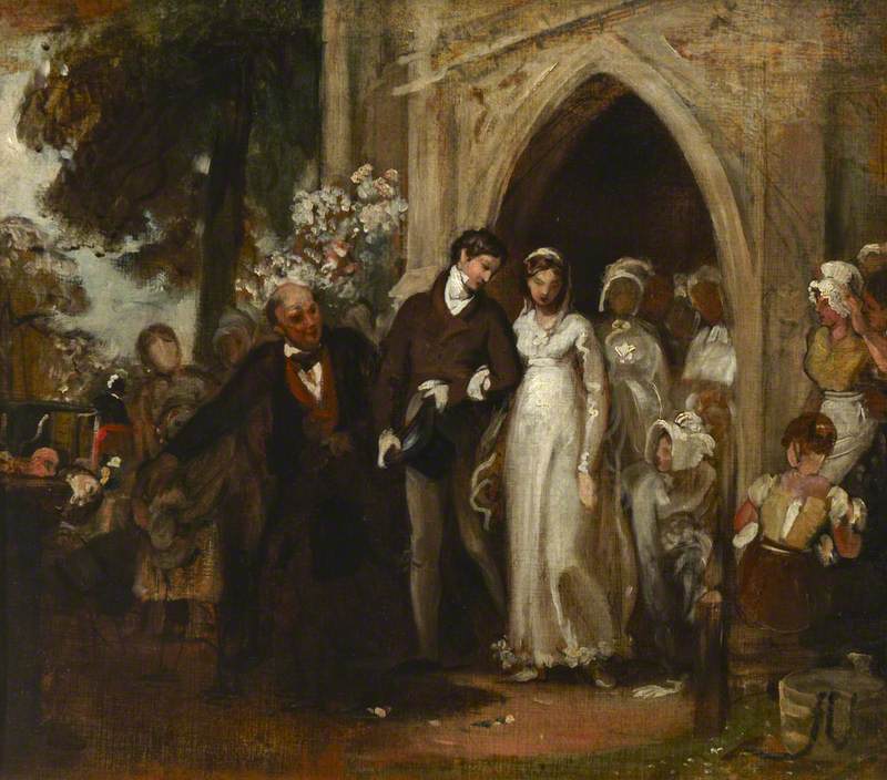 The Village Wedding, Watley Abbey, vintage artwork by Georges Heming Mason, A3 (16x12") Poster Print