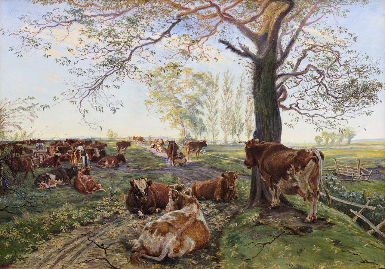 Pasture in Dyrehavegård, vintage artwork by Theodor Philipsen, 12x8" (A4) Poster