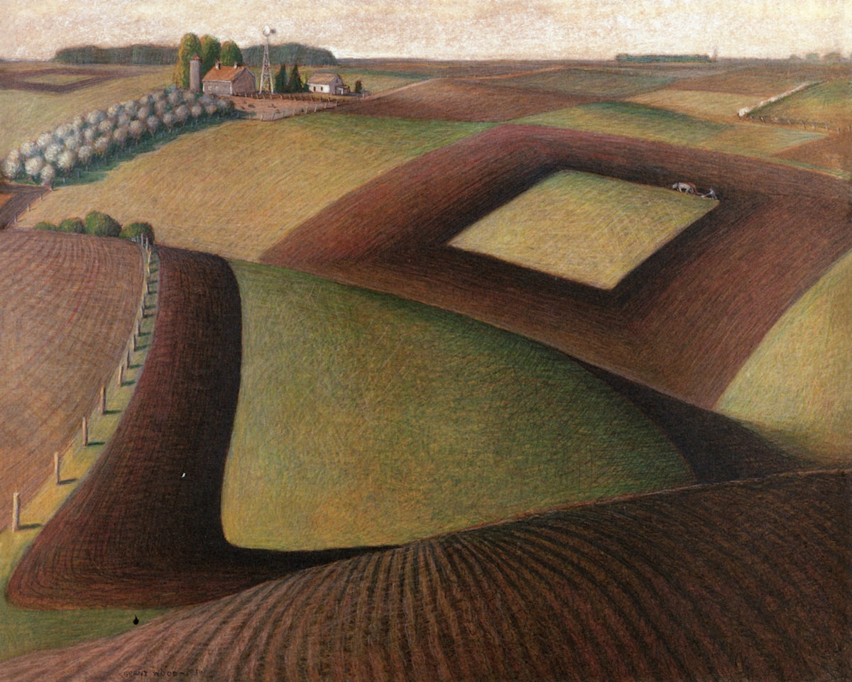 Plowing by Grant Wood,16x12(A3) Poster