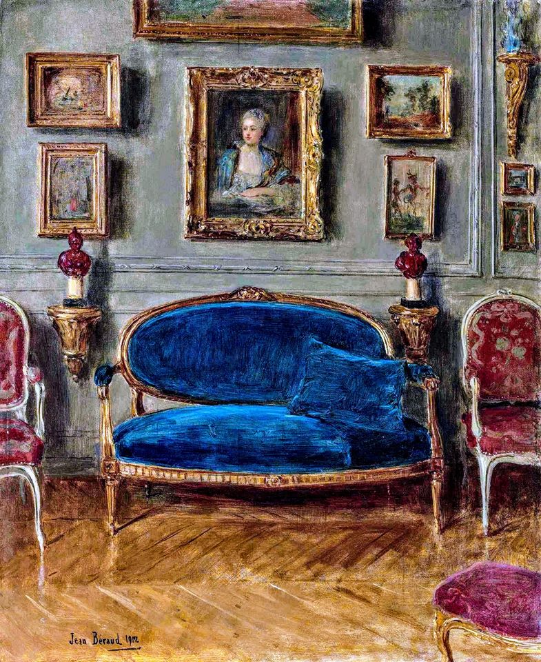 Le canape bleu, vintage artwork by Jean-Georges Beraud, 12x8" (A4) Poster