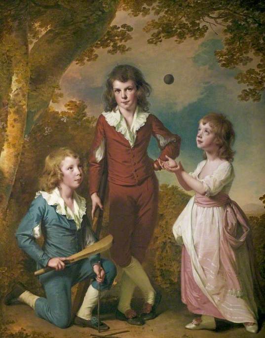 The Children of Hugh and Sarah Wood of Swanwick, Derby shire, vintage artwork by Joseph Wright of Derby , 12x8" (A4) Poster