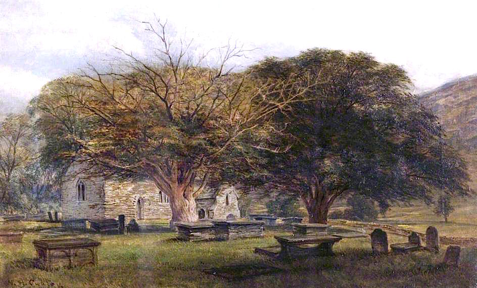 The Old Churchyard, Betws-y-Coed, vintage artwork by William Harold Cubley, A3 (16x12") Poster Print