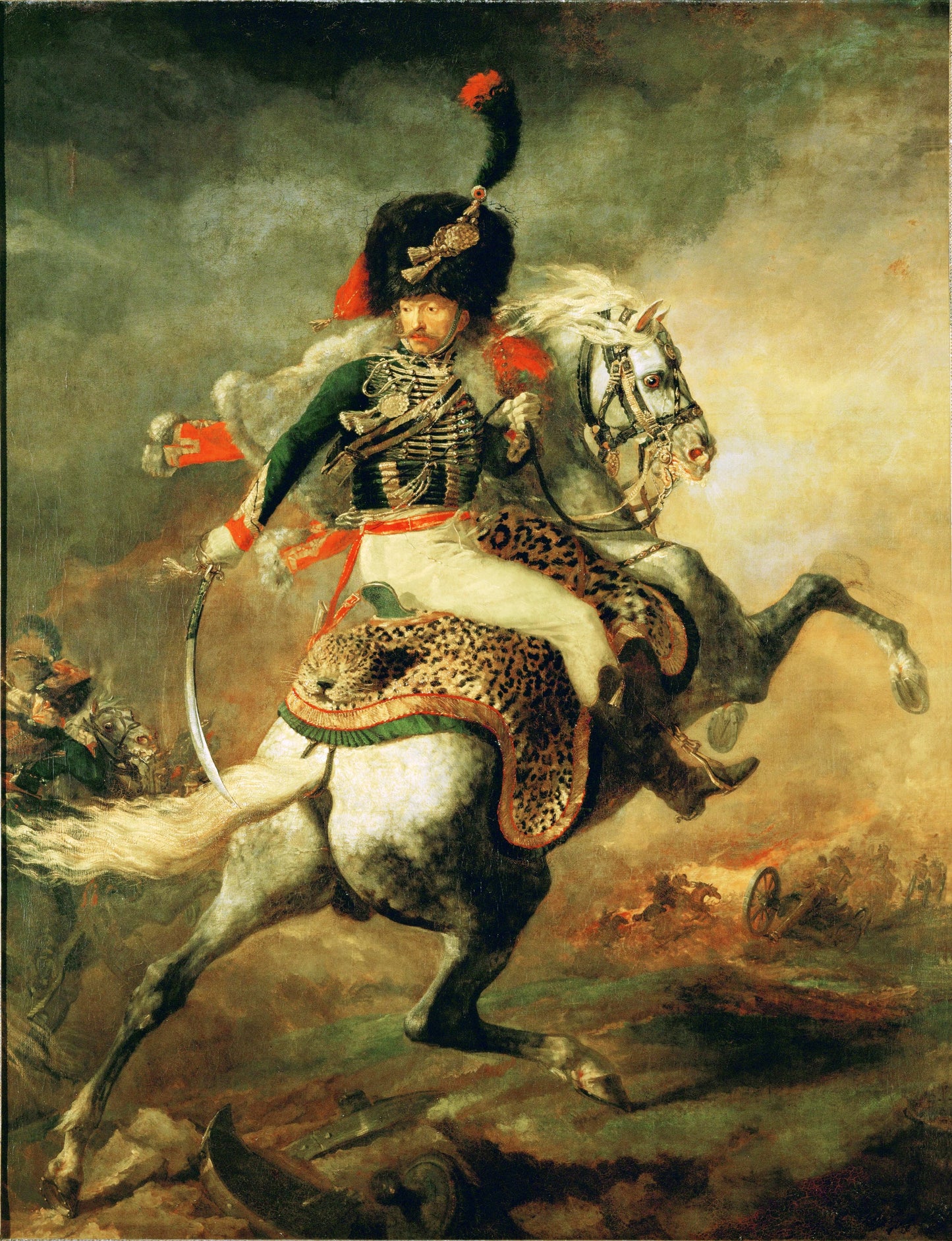 Officer of the Chasseurs Commanding a Charge, vintage artwork by Theodore Gericault, 12x8" (A4) Poster