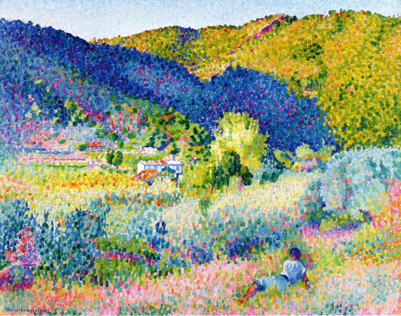Paysage de la Chaine des Maures, vintage artwork by Henri-Edmond Cross, 12x8" (A4) Poster