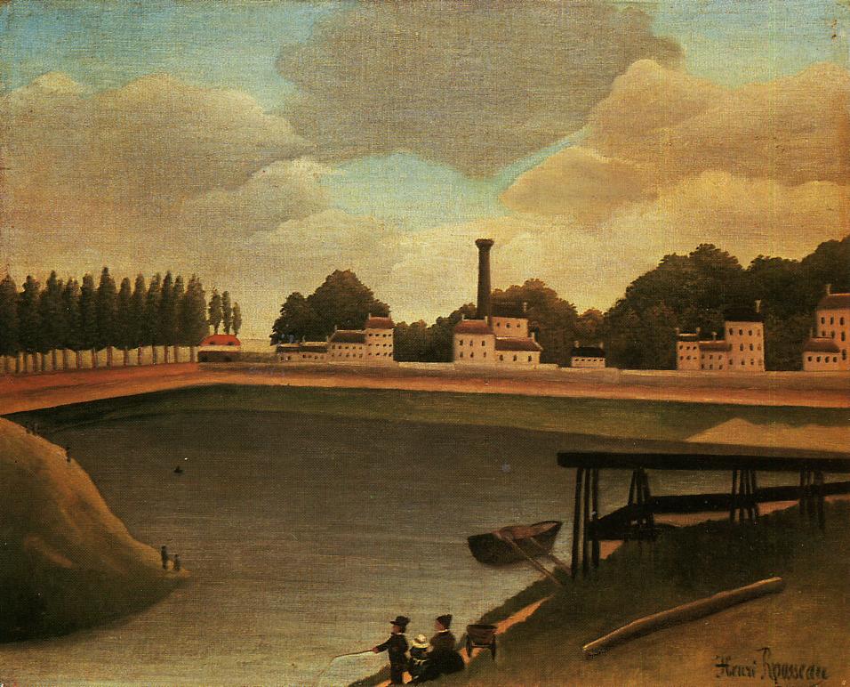 Family Fishing, vintage artwork by Henri Rousseau, 12x8" (A4) Poster