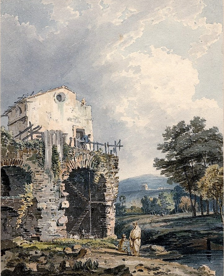 In the Villa Adriana, after Richard Wilson, vintage artwork by Thomas Girtin, 12x8" (A4) Poster
