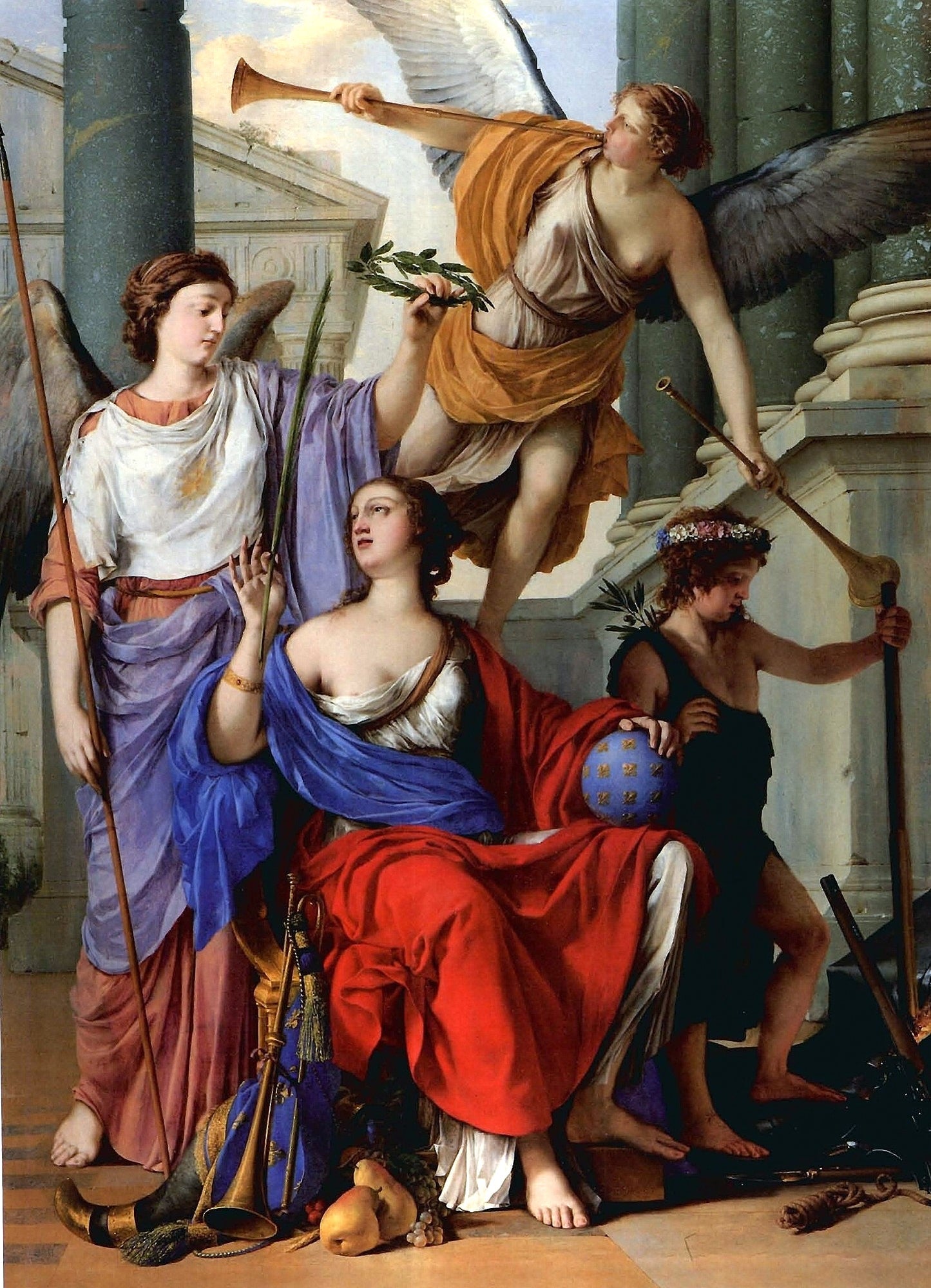Allegory of the Regency, vintage artwork by Laurent de La Hyre, 12x8" (A4) Poster