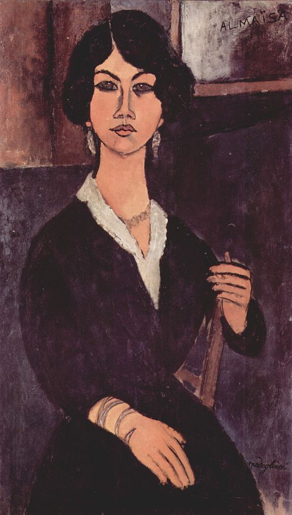Almaiisa Seated, vintage artwork by Amedeo Modigliani, 12x8" (A4) Poster