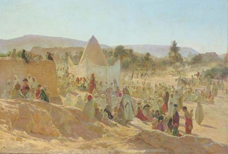 Villagers in the Deset, vintage artwork by Albert-Gabriel Rigolot, 12x8" (A4) Poster