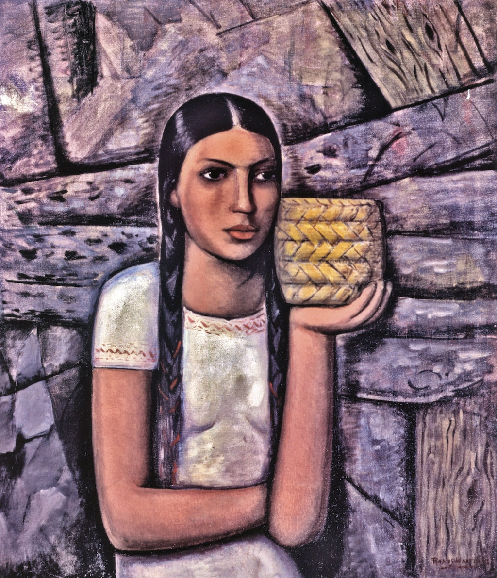 India con Cesta, vintage artwork by Alfredo Ramos Martinez, 12x8" (A4) Poster