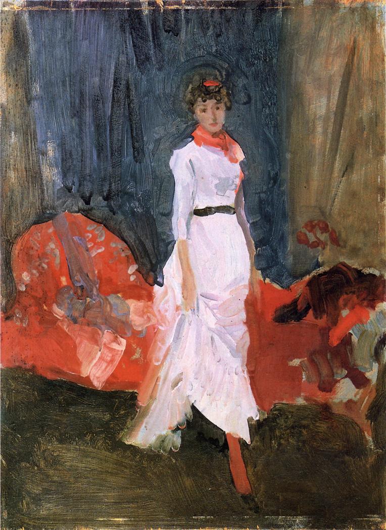Arrangement in Pink, Red and Purple, vintage artwork by James Abbott McNeill Whistler, 12x8" (A4) Poster