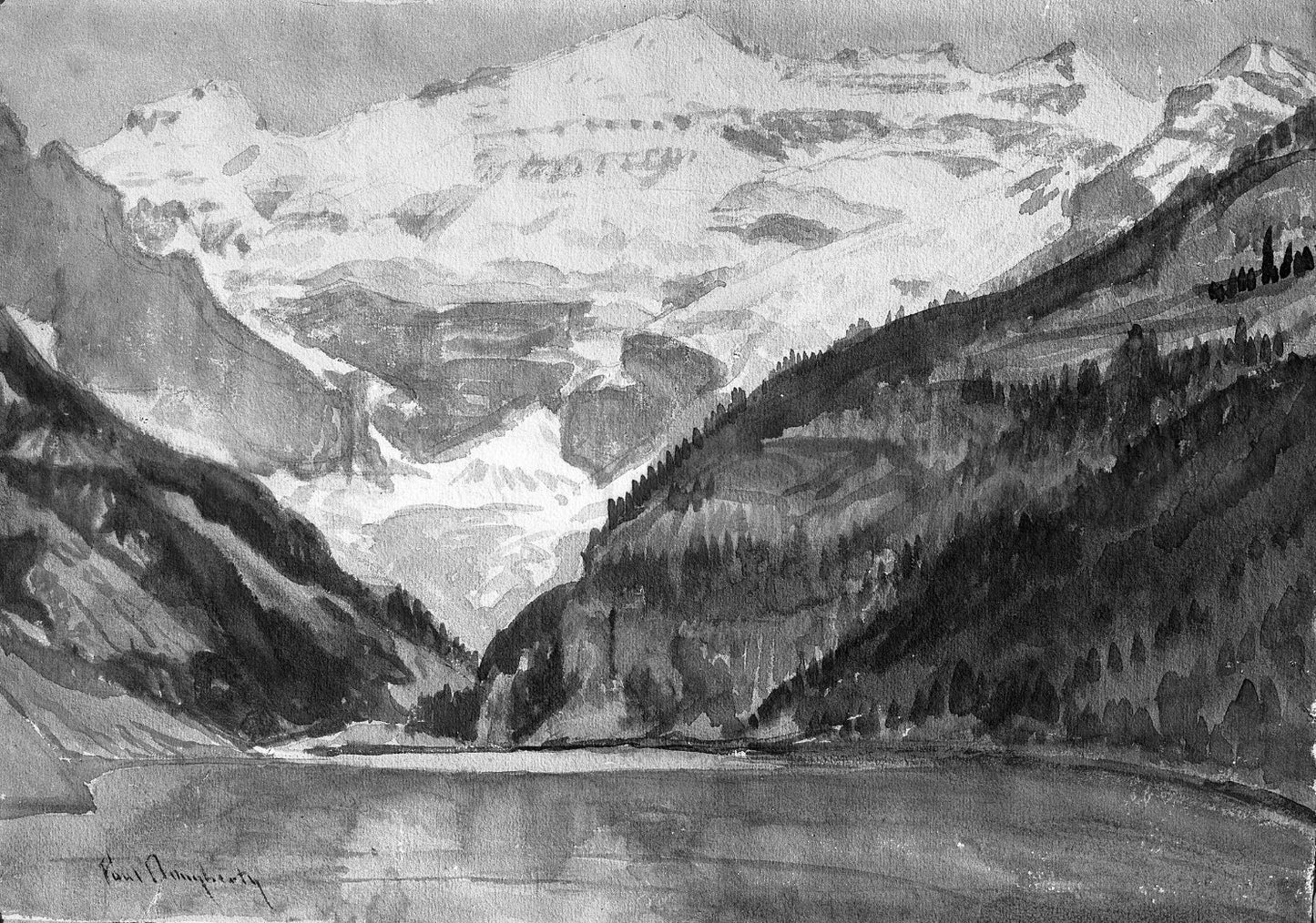 Victoria Glacier, Lake Louisebrooklyn, vintage artwork by Paul Dougherty, 12x8" (A4) Poster