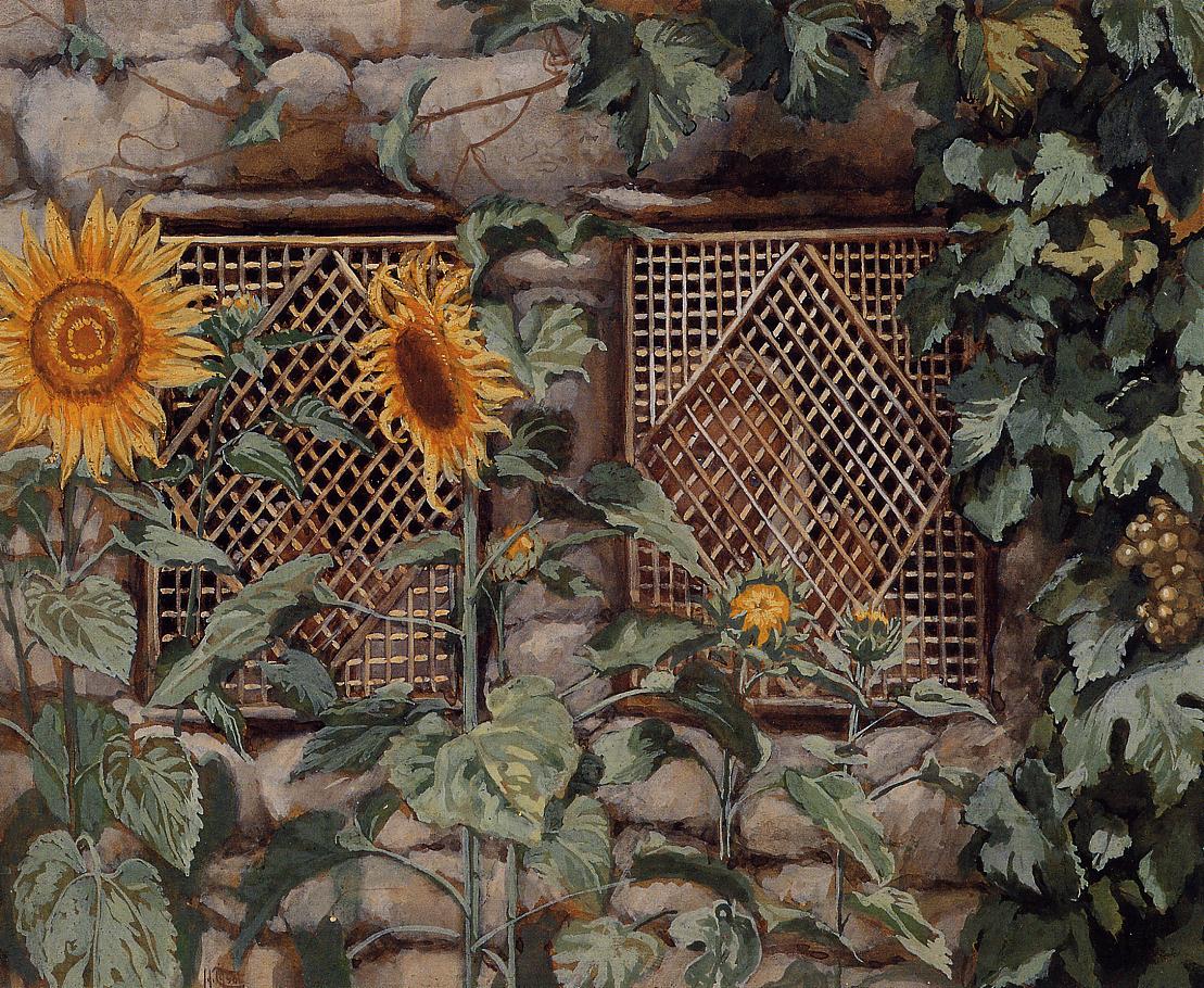 Behold, He Standeth behind Our Wall, vintage artwork by James Tissot, 12x8" (A4) Poster