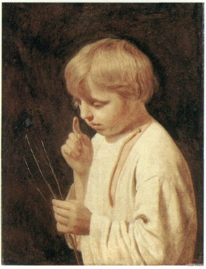 Boy with a Birch Rod, vintage artwork by Alexei Venetsianov, 12x8" (A4) Poster
