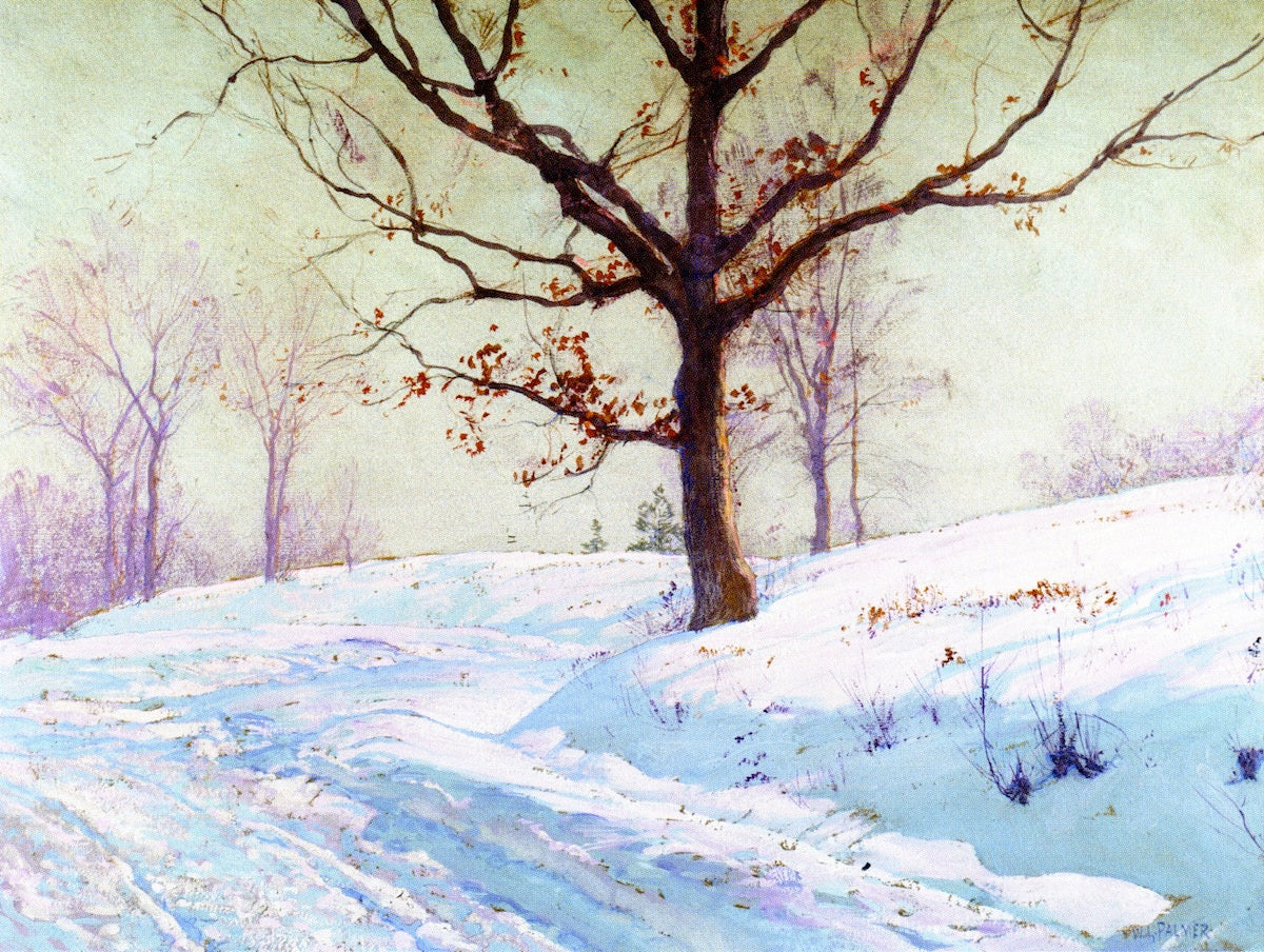 Lingering Leaves, vintage artwork by Walter Launt Palmer, 12x8" (A4) Poster