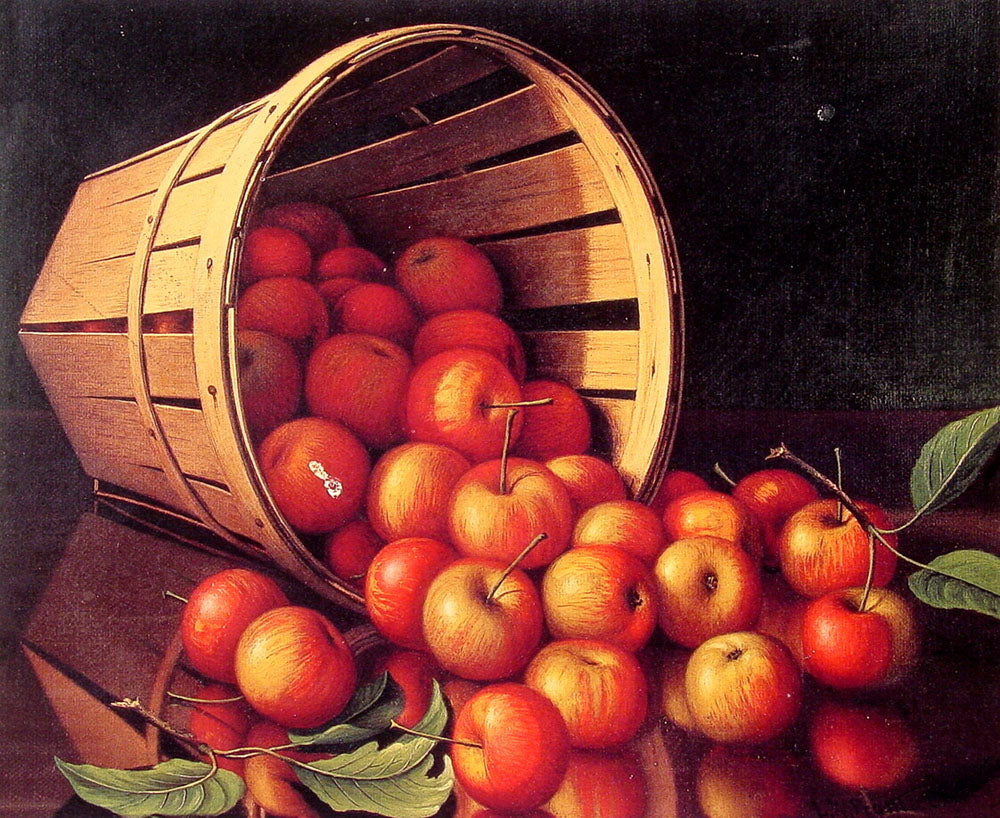 Apples Tumbling from a Basket, vintage artwork by Levi Wells Prentice, 12x8" (A4) Poster