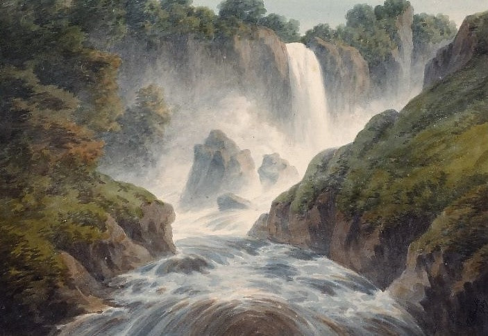 Cascade of Terni, vintage artwork by John Warwick Smith, 12x8" (A4) Poster