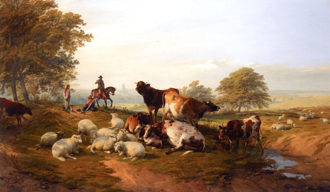 An Evening Repose, vintage artwork by Thomas Sidney Cooper, A3 (16x12") Poster Print