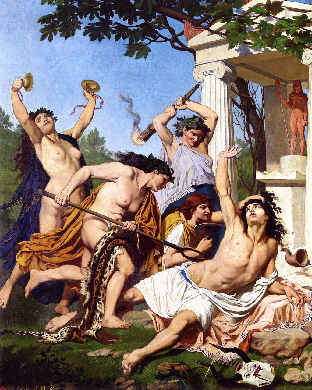 The Death of Orpheus, vintage artwork by Emile-Jean-Baptiste-Phillipe Bin, 12x8" (A4) Poster