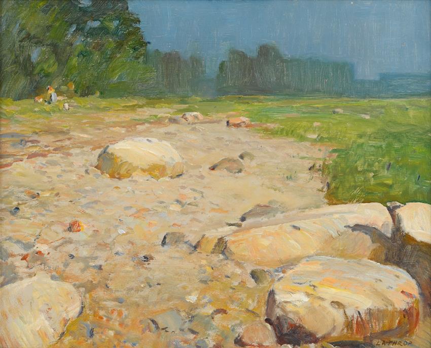 Lloyd Harbor Beach, Long Island, vintage artwork by William Langson Lathrop, 12x8" (A4) Poster