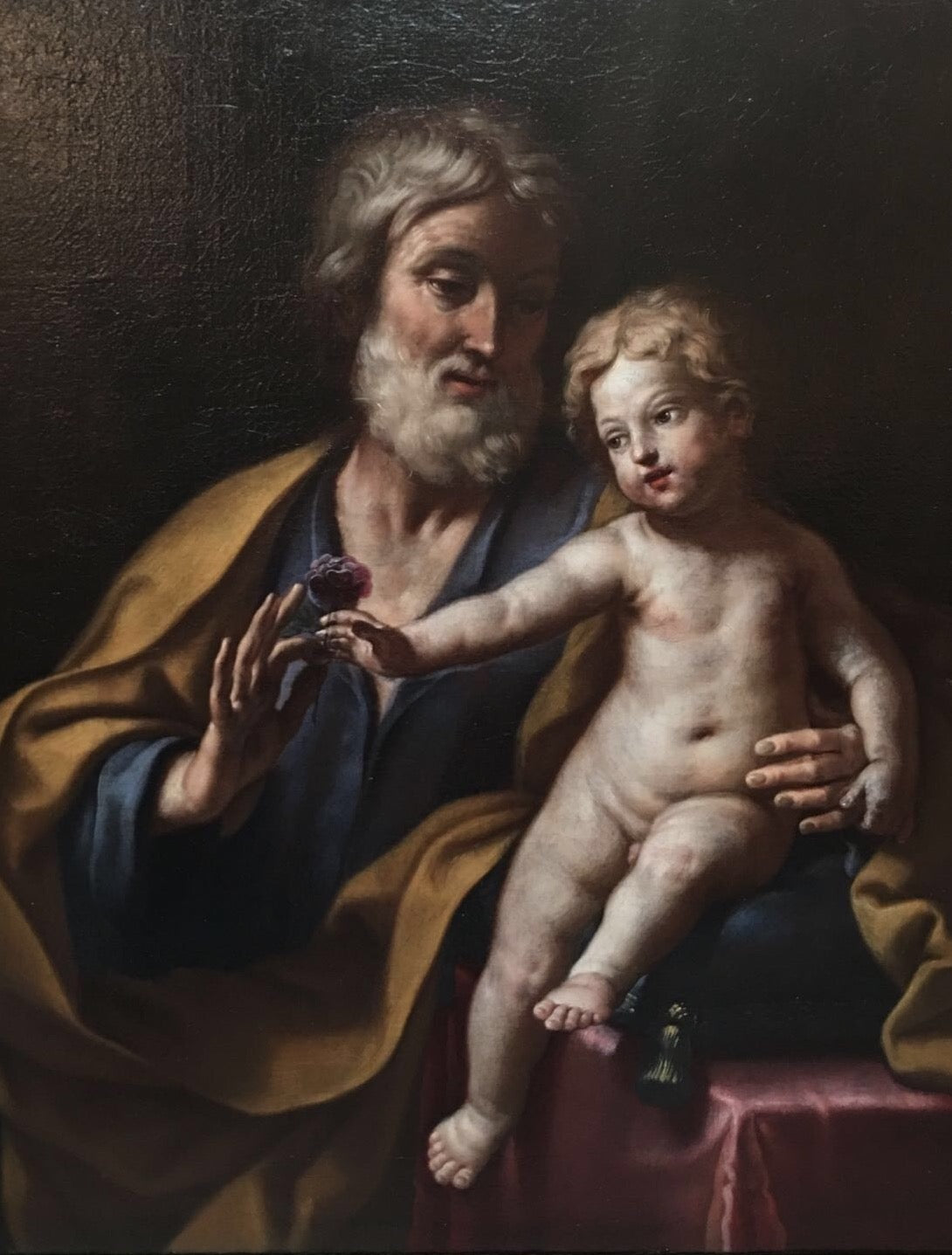 St Joseph with the Infant Jesus, vintage artwork by Elisabetta Sirani, 12x8" (A4) Poster