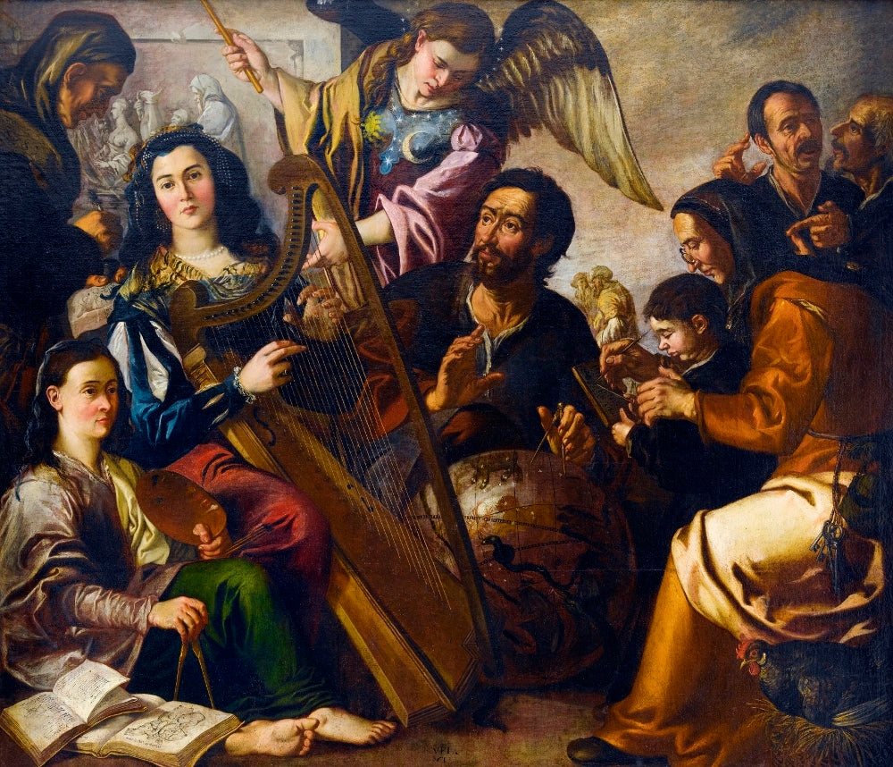 Personifications of the Liberal Arts, vintage artwork by Miguel March, 12x8" (A4) Poster