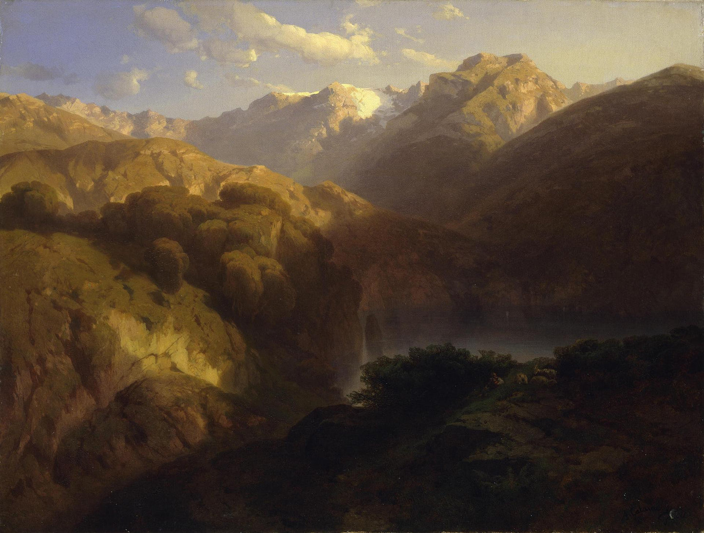 Four Cantons Lake, vintage artwork by Alexandre Calame, A3 (16x12") Poster Print