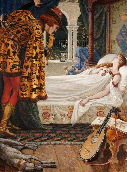 The Briar Rose (triptych, centre panel), vintage artwork by Walter Crane, 12x8" (A4) Poster