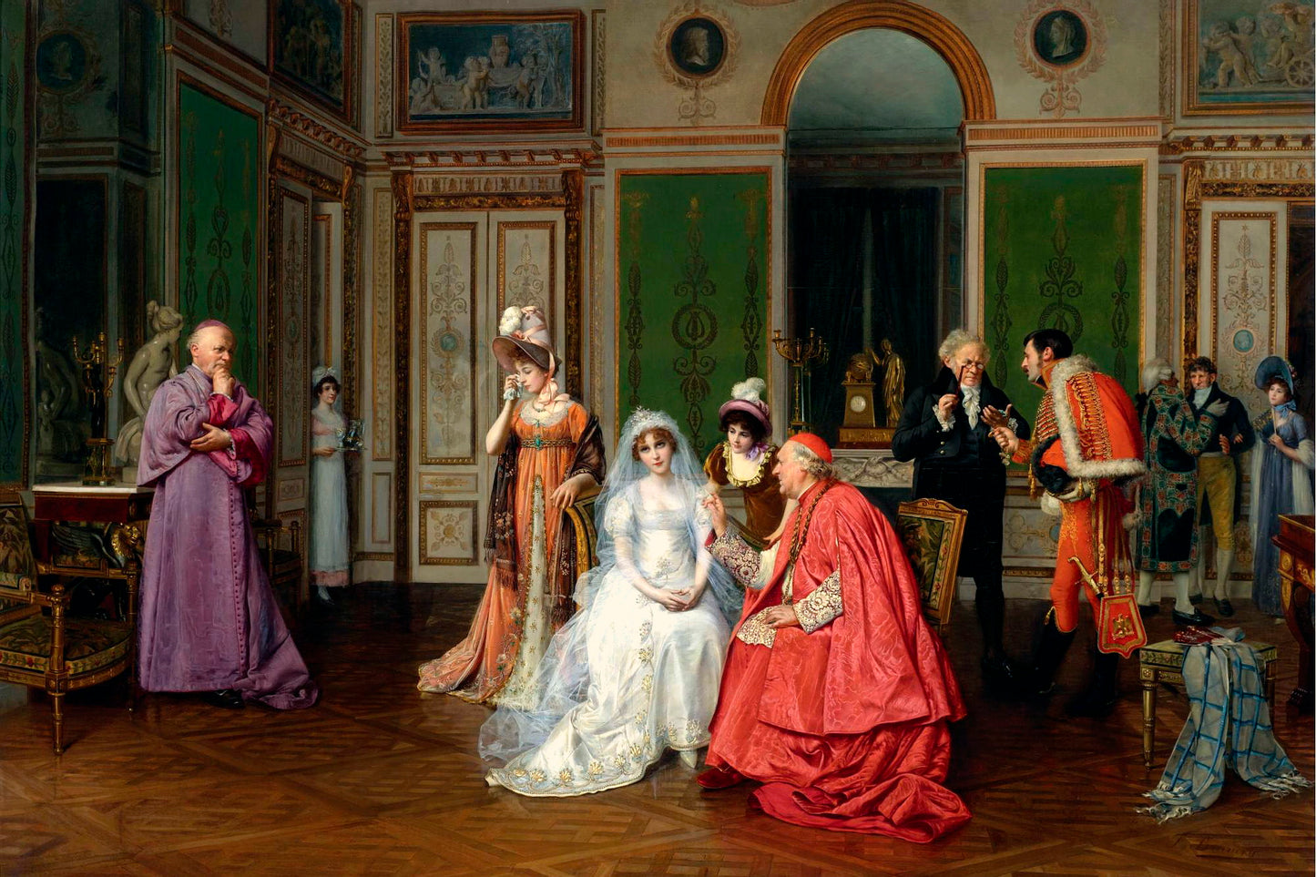 Le retard du fiance, vintage artwork by Francois Brunery, 12x8" (A4) Poster