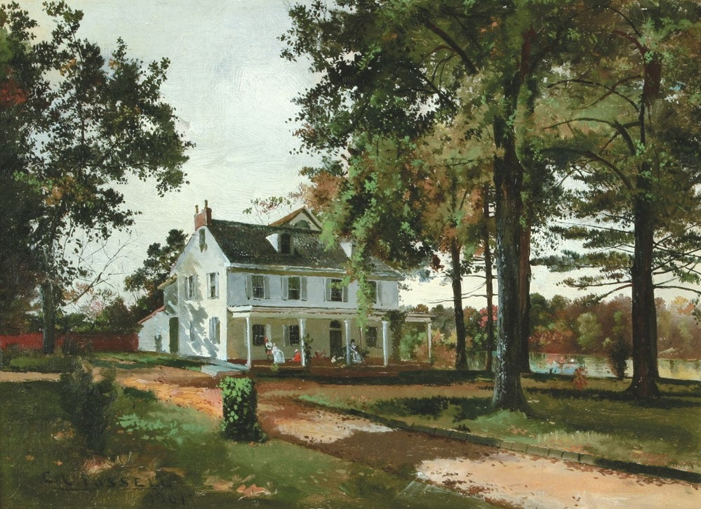 The Evans Homestead Haddonfield, New Jersey, vintage artwork by Charles Lewis Fussell, 12x8" (A4) Poster