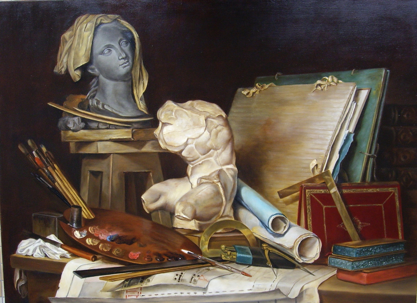 Les attributs du peintre, vintage artwork by Anne Vallayer-Coster, 12x8" (A4) Poster