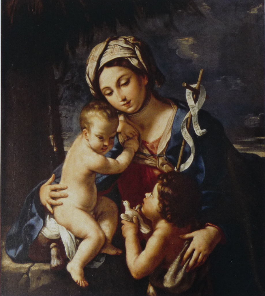 Madonna and Child with St. John, vintage artwork by Elisabetta Sirani, 12x8" (A4) Poster