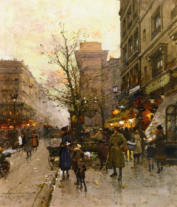 La Porte Saint Denis, Paris by Eugene Galien-Laloue,A3(16x12")Poster