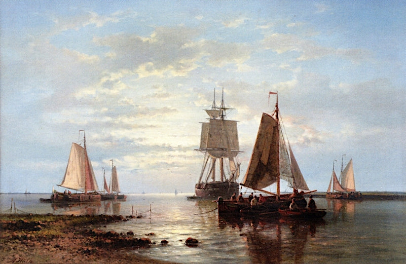 Ships in a Calm, vintage artwork by Abraham Hulk, A3 (16x12") Poster Print