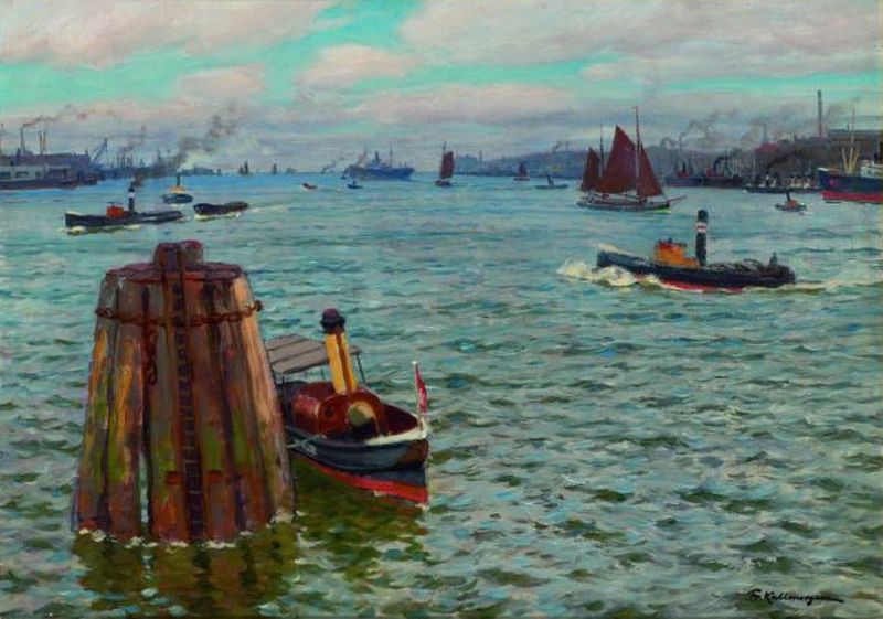 Hamburg Harbor by Friederich Kallmorgen,A3(16x12")Poster