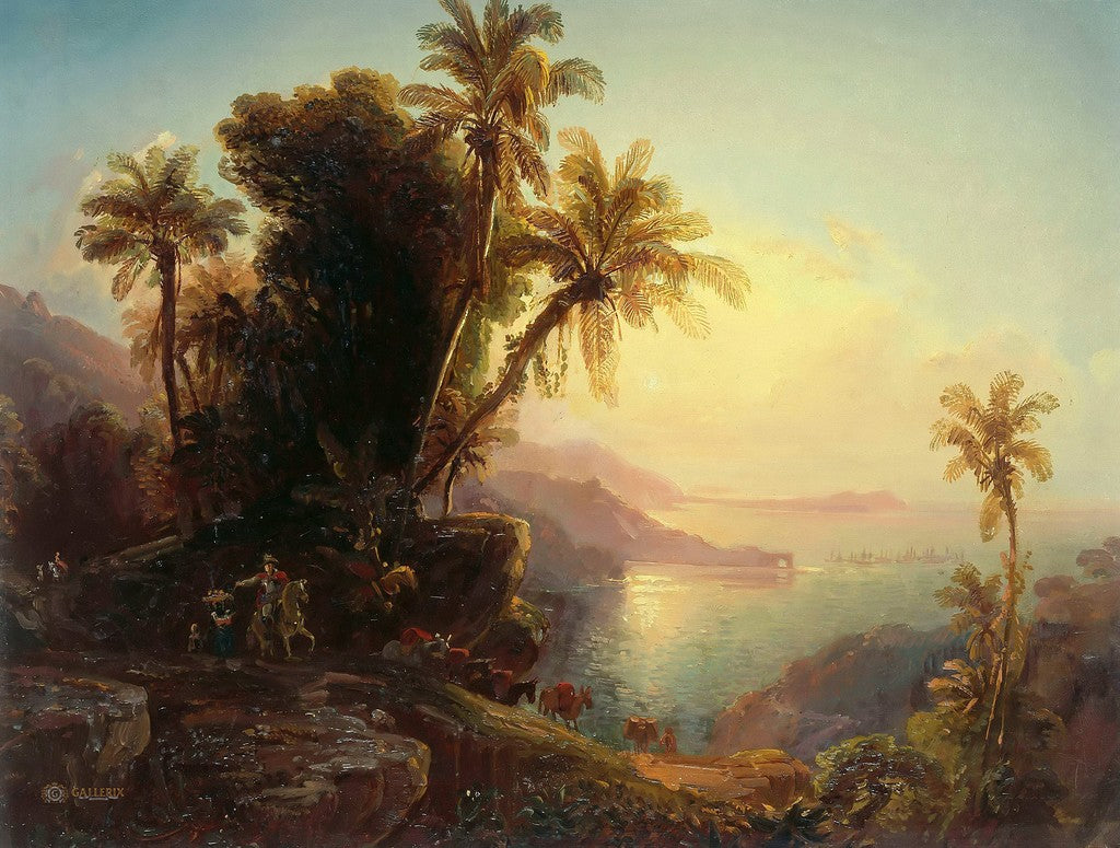 La Guaira at Sunset, vintage artwork by Ferdinand Konrad Bellermann, A3 (16x12") Poster Print