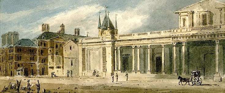 The Entrance to the Hotel du Grand Prieur du Temple, Paris, vintage artwork by Thomas Girtin, 12x8" (A4) Poster