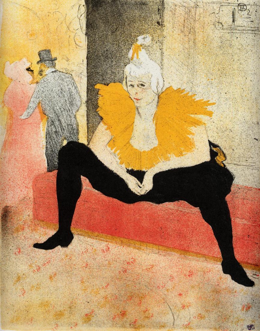 Elles: Cha-U-Kao, Chinese Clown, Seated, vintage artwork by Henri de Toulouse-Lautrec, 12x8" (A4) Poster
