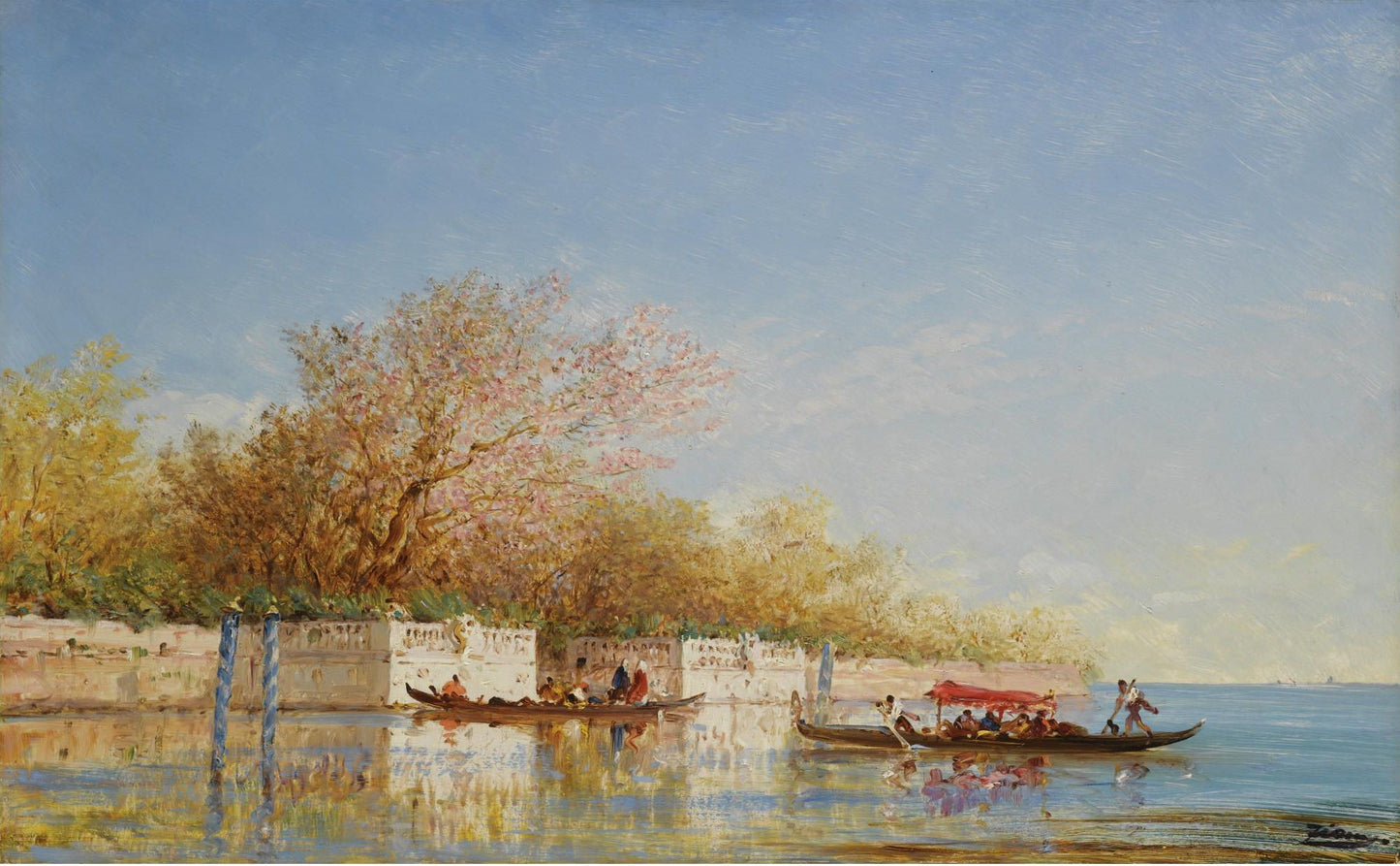 The French Gardens, vintage artwork by Felix-Francois-Georges-Philbert Ziem, 12x8" (A4) Poster