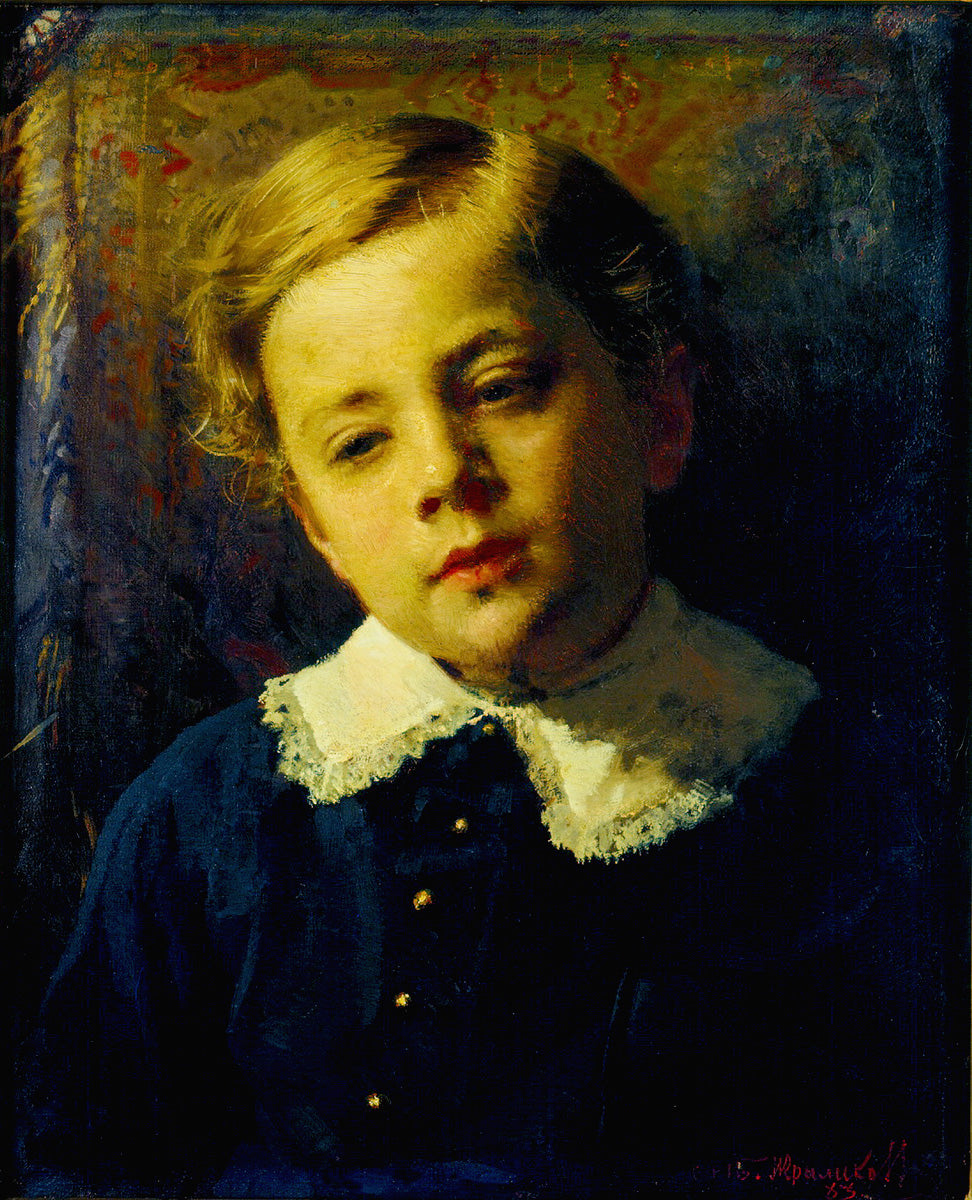 Portrait of the Artist's Son Nikolai, vintage artwork by Ivan Kramskoi, 12x8" (A4) Poster