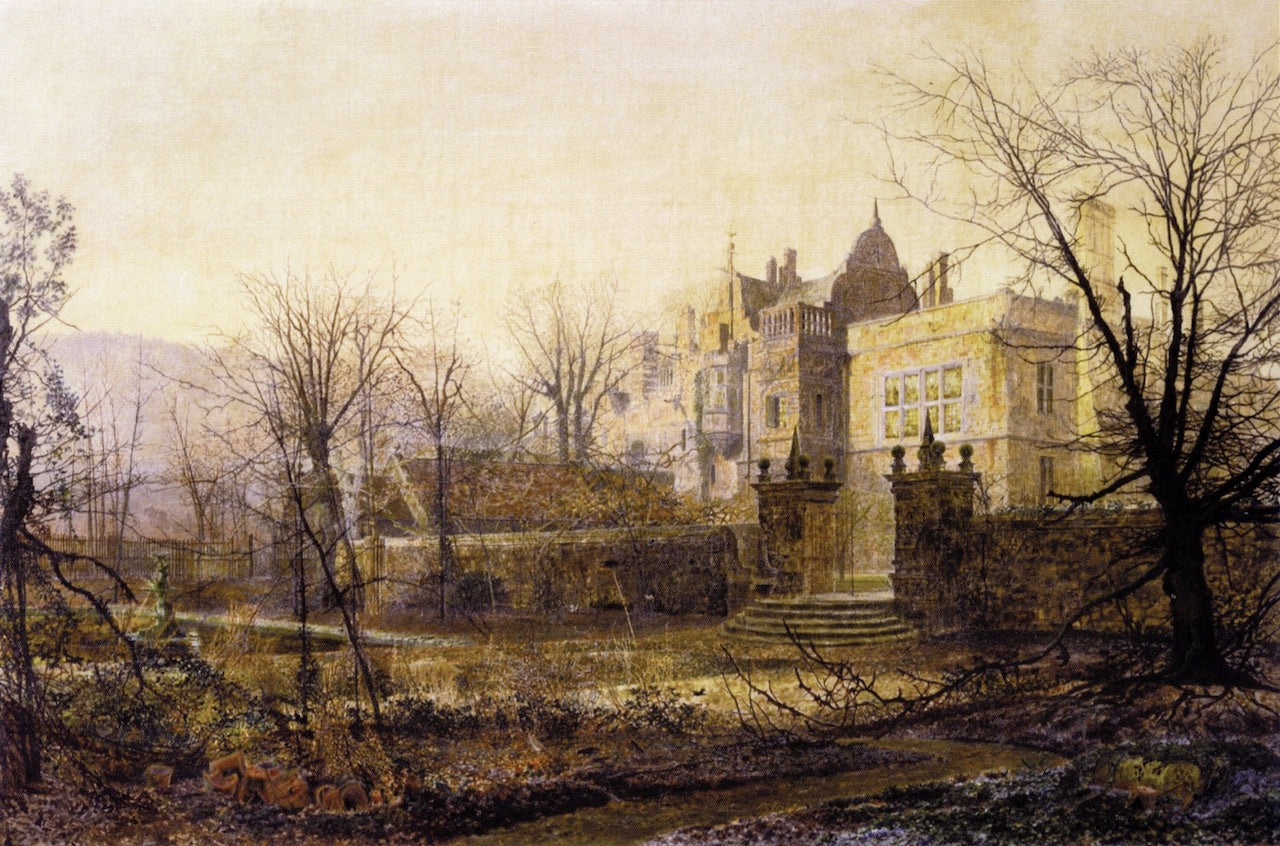 Knostrop Hall, Early Morning, vintage artwork by John Atkinson Grimshaw, 12x8" (A4) Poster