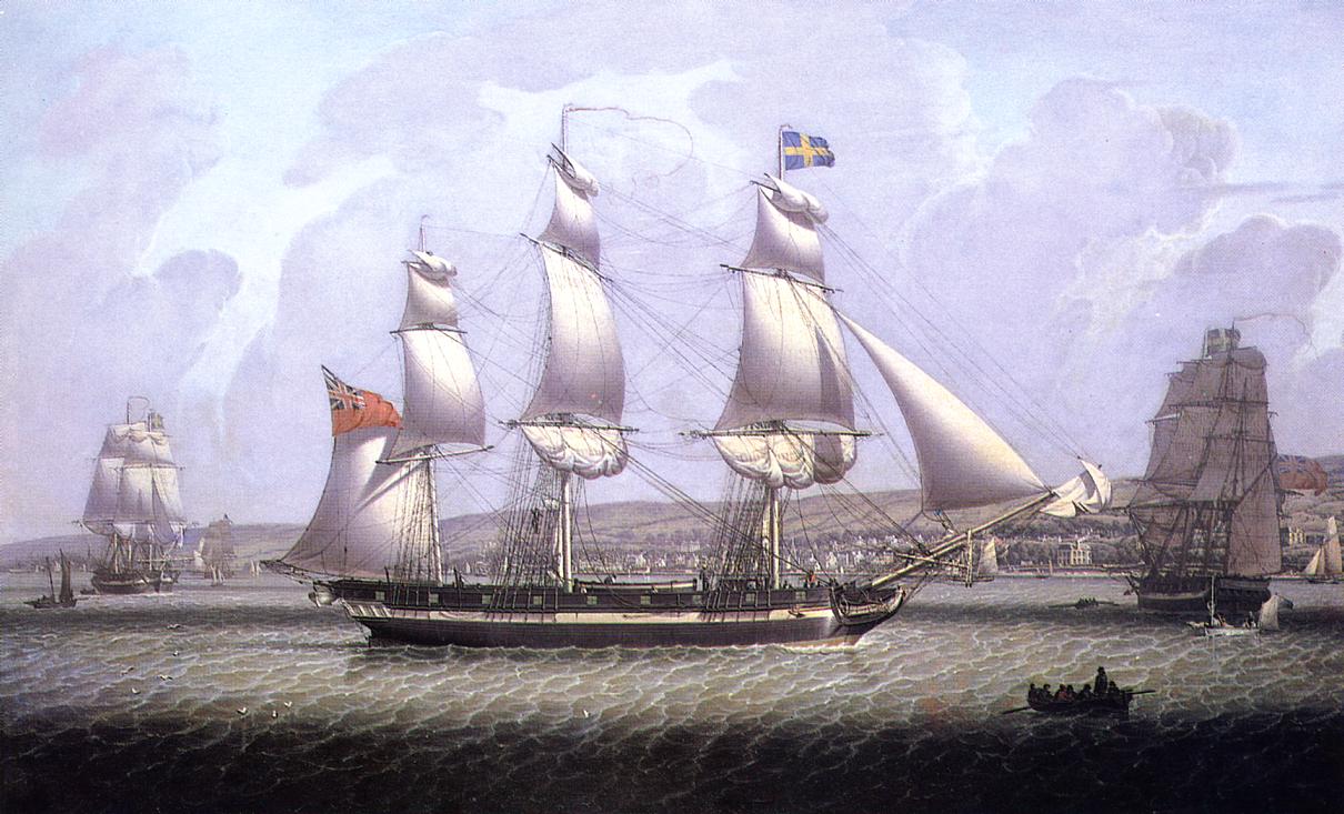 A Frigate of the Baltic Fleet off Greenock, vintage artwork by Robert Salmon, 12x8" (A4) Poster