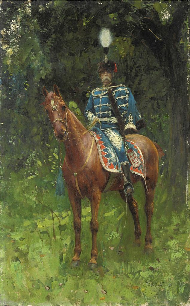 Equestrian Portrait of King Humberto I of Savoy, vintage artwork by Francesco Paolo Michetti, 12x8" (A4) Poster