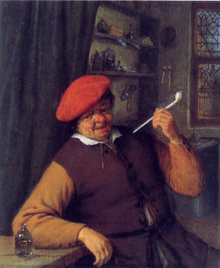 An Apothecary Smoking a Pipe, vintage artwork by Adriaen van Ostade, 12x8" (A4) Poster
