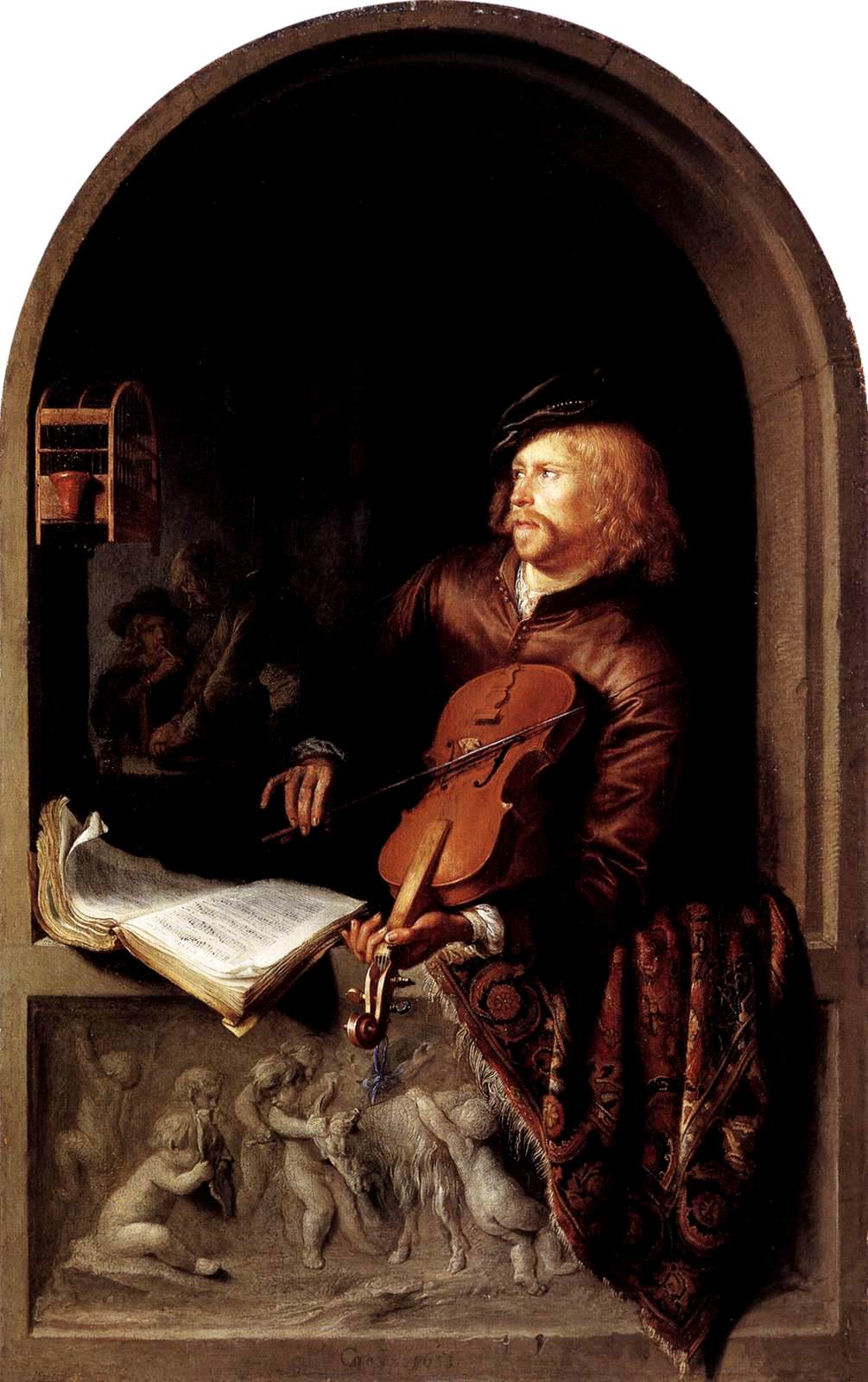 Violon Player, vintage artwork by Gerrit Dou, 12x8" (A4) Poster