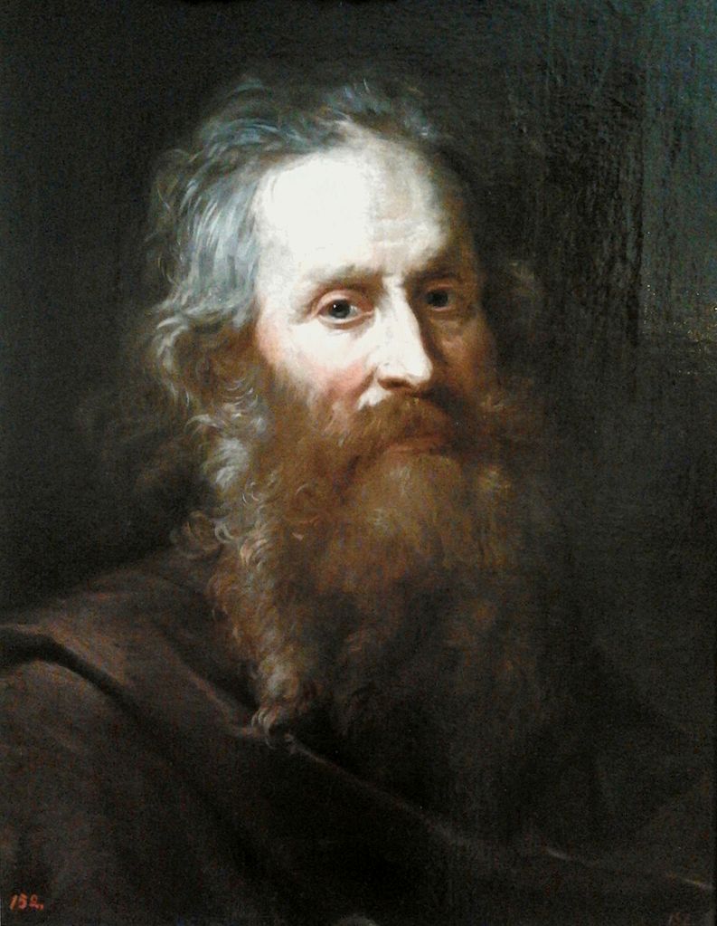 Old man in a brown habit, vintage artwork by Marcello Bacciarelli, 12x8" (A4) Poster
