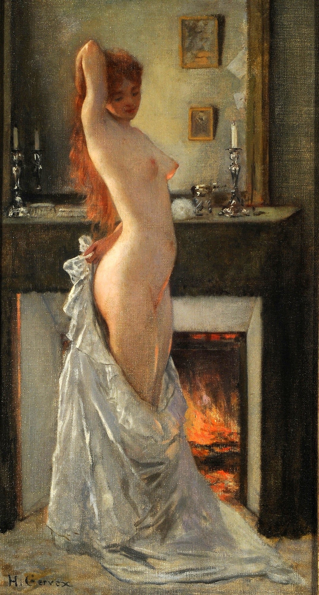 Parisian Woman at her Toilet, vintage artwork by Henri Gervex, 12x8" (A4) Poster
