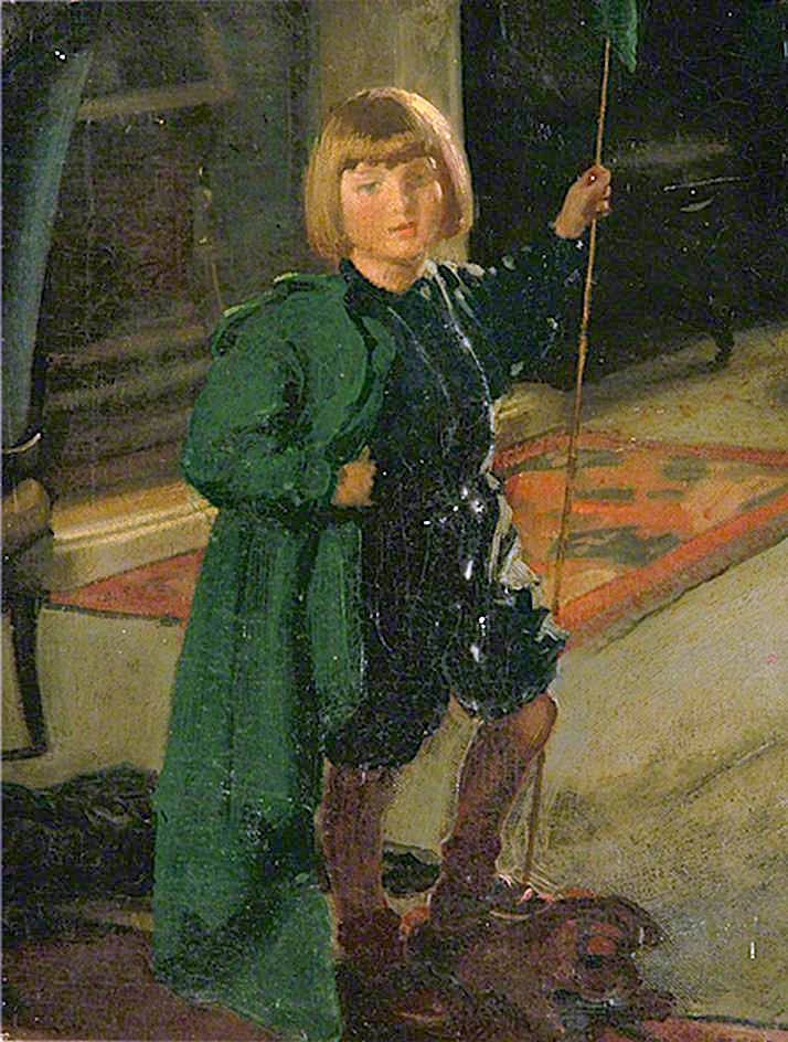 Child in a Green Cape, vintage artwork by Louis Ginett, 12x8" (A4) Poster
