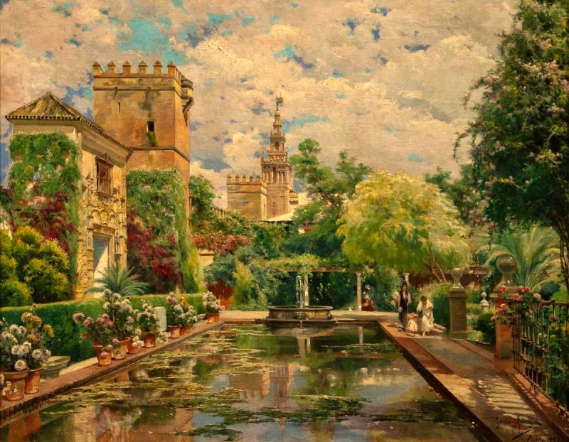 s of the Royal Alcazar, Seville by Manuel Garcia y Rodriguez,A3(16x12")Poster